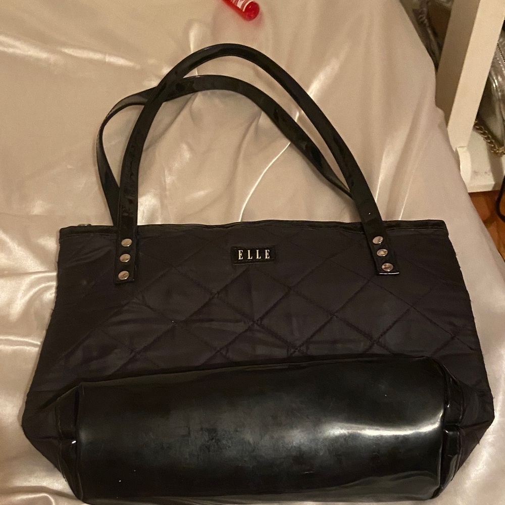 Elle Quilted Black Tote Bag